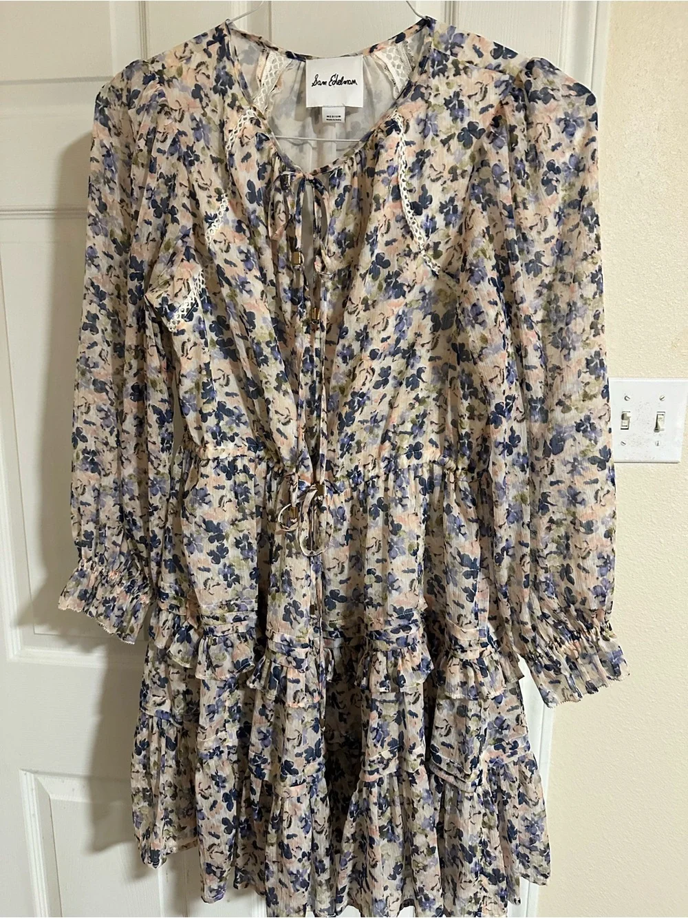 Sam Edelman Blue Floral Drawstring Waist Dress CSEW0542
